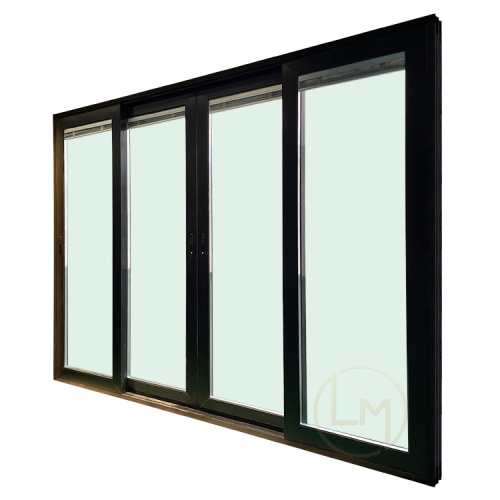 Balcony Black Sliding Exterior Patio Door With Blinds