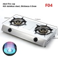 Gas Stove Double Burners Stainless Panel