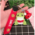 Tahan lama Silikon Kustom 3D Travel Frog Keychain Label