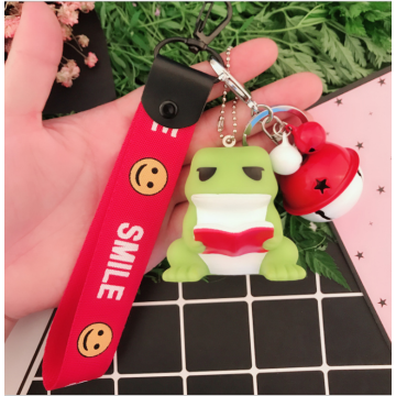 Durable Silicone Custom 3D Travel Frog Keychain Label