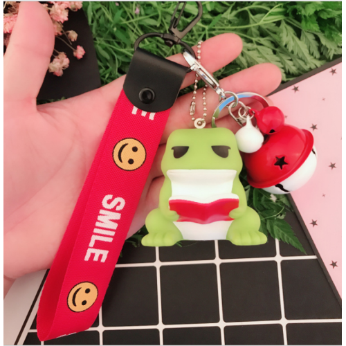 Tahan lama Silikon Kustom 3D Travel Frog Keychain Label