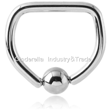 Fashion Titanium Piercing Jewelry Ball Closure D-ring