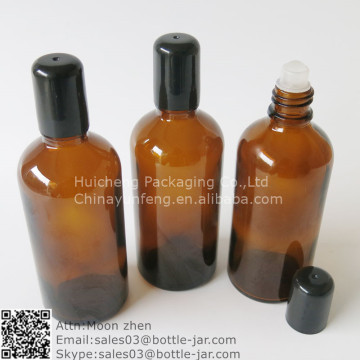 Wholesale 100ml big amber glass essential oil roller bottle