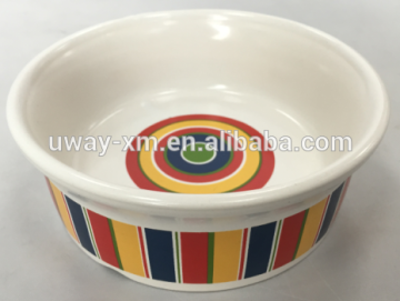 Colorful stripe print ceramic bowl for cats