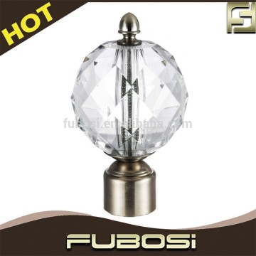 Polished brass curtain rods crystal glass finials