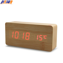 Bamboo Effect Smart Clock With Temperature