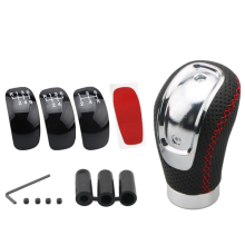 5/6 Speed Manual Gear Shift Knob with Leather Red Stitch for Honda Toyota Volkswagen