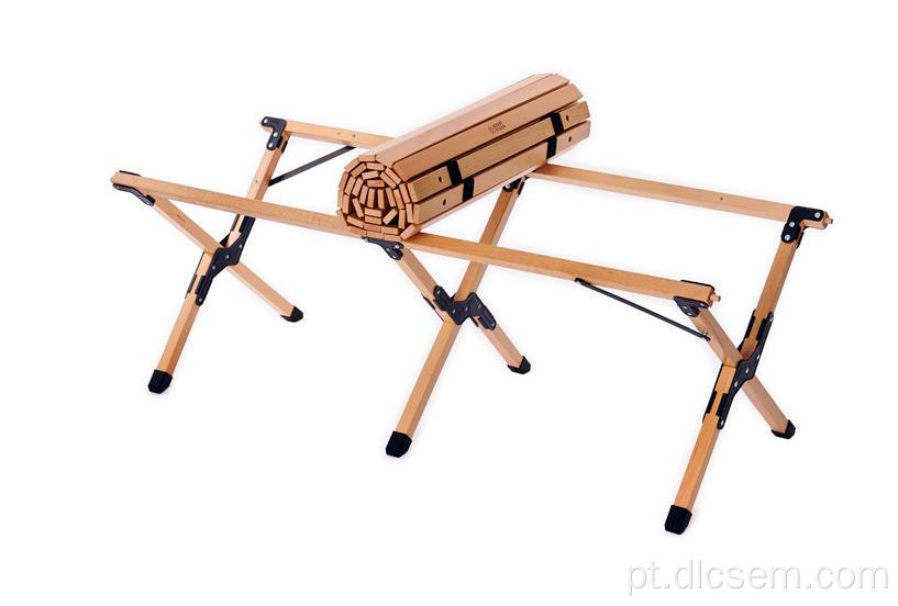 Mesa de madeira portátil de camping de bambu ao ar livre