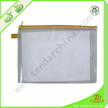 PVC Mesh File Bag With Closure Zipper File Folder Bag