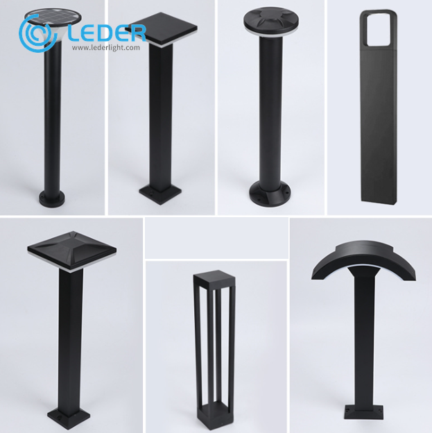 LEDER Black Garden Decorative Bollard Light