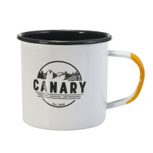 High Quality White Color Enamelware Mug with Painted Color Handle