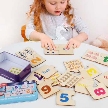 Wooden Number Puzzles for Kindergarten Math Learning: Complete Set with Storage Box