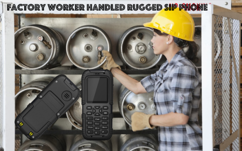 Pracownik fabryki obsługiwane chropowaty SIP telefon