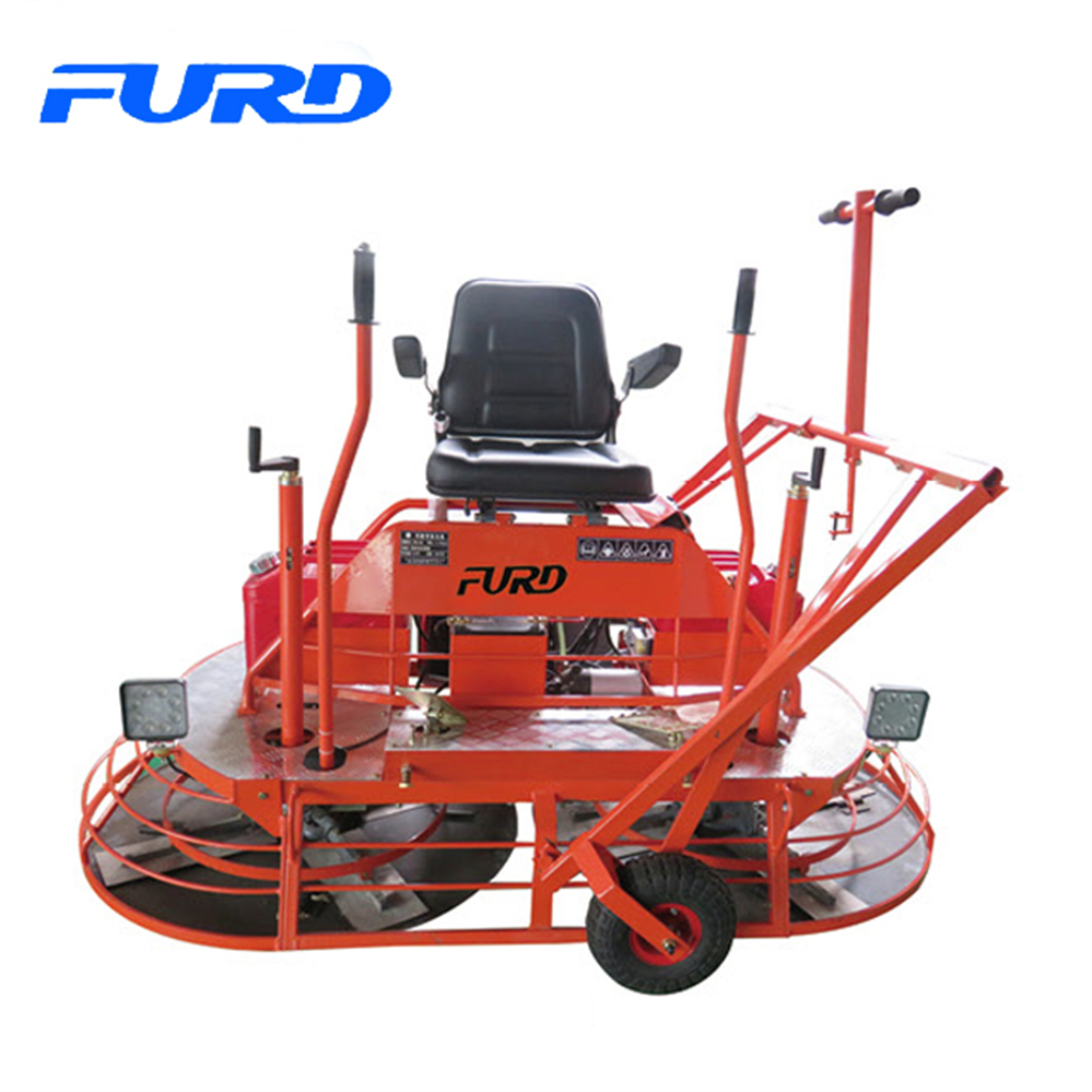 High efficiency ride on power trowel concrete finishing machine