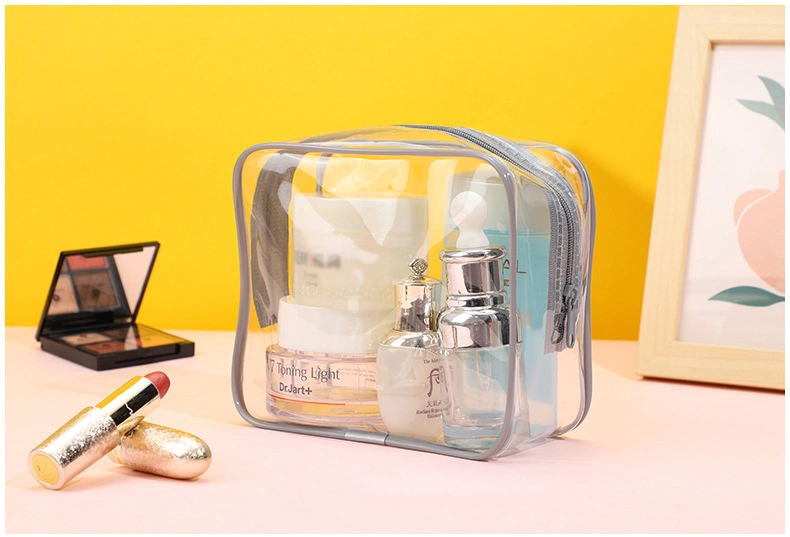 Transparent Portable PVC Cosmetic Bags Clear Wholesale Manufacturer Zipper Custom Cosmetic Bag