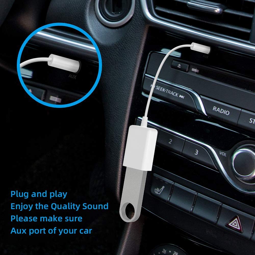 Portable White 10cm 3.5mm Lelaki Aux Audio Plug Jack ke USB 2.0 Kabel Penukar USB Perempuan