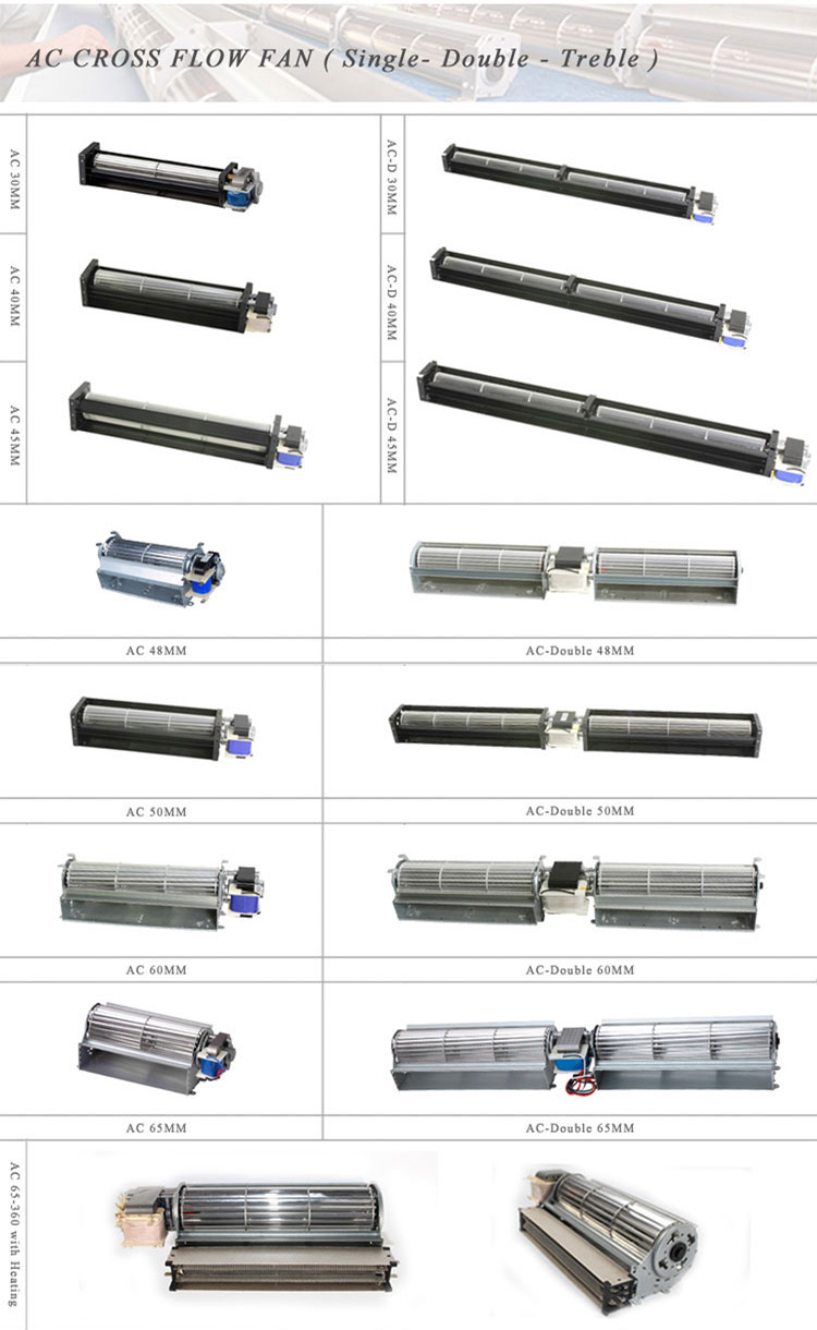 220V AC tangential fan low noise high speed air curtain refrigeration used cross flow fan