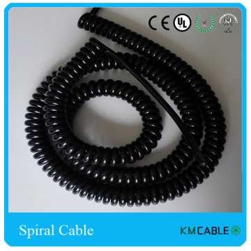 Retractable spring cord spiral cable