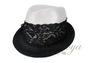 2016 Fashion straw paper hat Handmade lady hat lace hat
