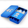 7PCS Cosmetic Brush Set with Cute Blue Doraemon Metal Case Box