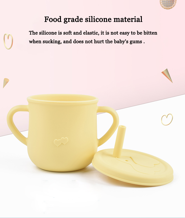 Bpa Free Custom Toddler Silicon With Handle Kid Straw Lid Non Spill Leakproof Water Drinking Baby Training Silicone Sippy Cup