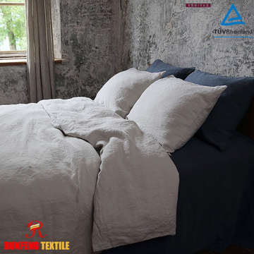 Silver Stone Washed Bed Linen Duvet Cover Bed Set