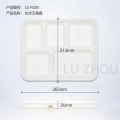 Disposable Biodegradable Sugarcane Bagasse Pulp Bagasse Plates Square Tray with 5 Compartment