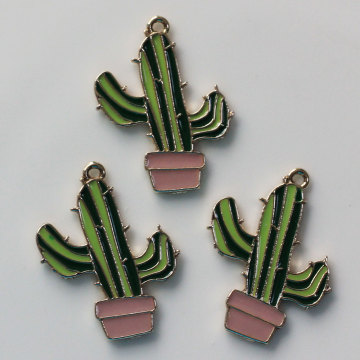 Dijes de esmalte de zinc de aleación de Cactus artificiales 100 piezas decoración de cuentas de plantas DIY artesanía niñas mujeres pendiente pulsera adorno Accesorios