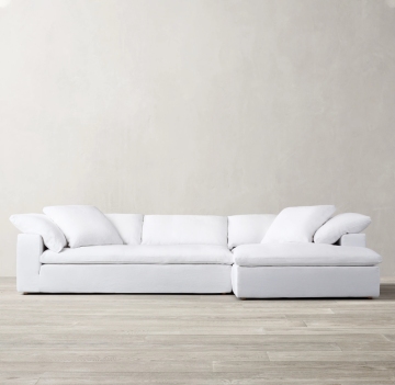 L Shaped Cloud Modular Sectional Sofa with ottoman