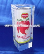 Lucite gift, Crystal Paperweight embed bottle inside