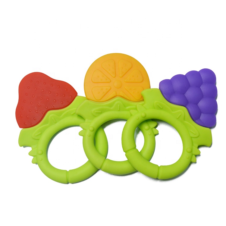 BPA Free Soft Gum Massager Fruit Shape Silicone Baby Teether