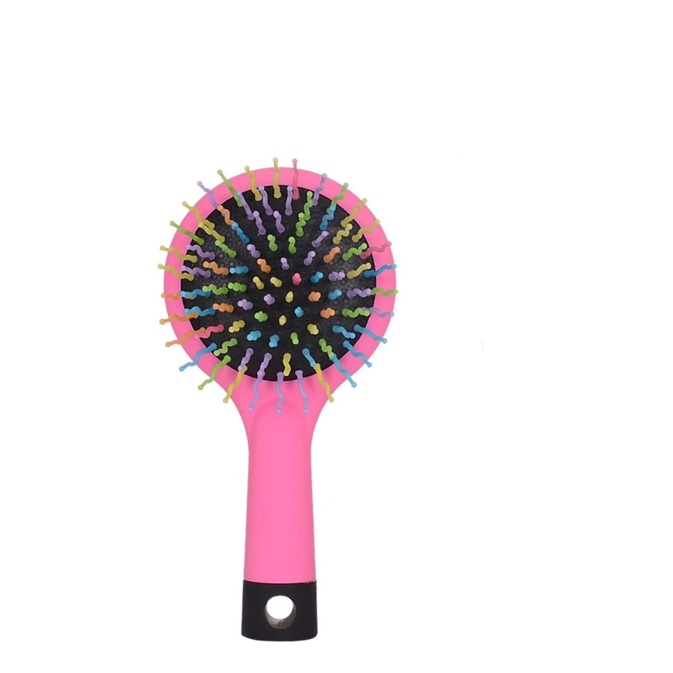 Rainbow Volume Anti-Static Magic Detangler Hair Curl Straight Massage Paddle Brush Comb Hair Care Styling Tools with Mirror