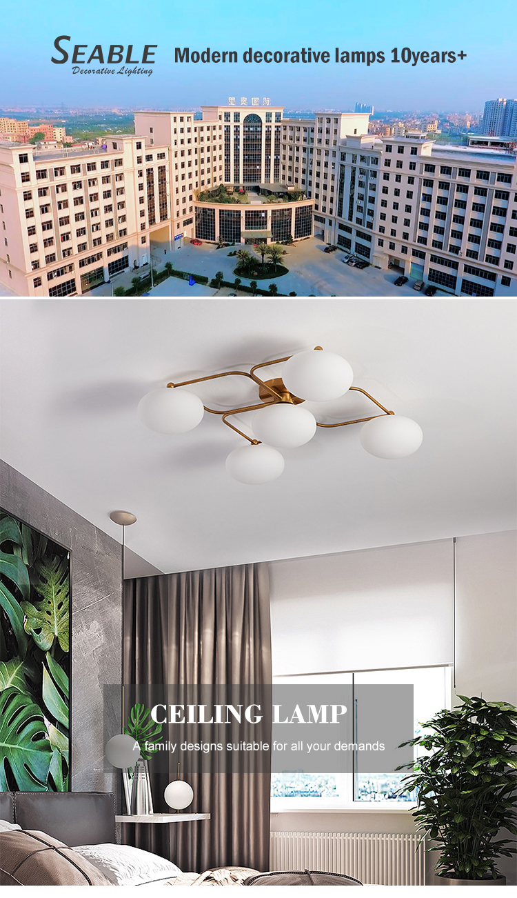 Nordic modern creative fancy ball glass art bedroom study living room square ceiling light