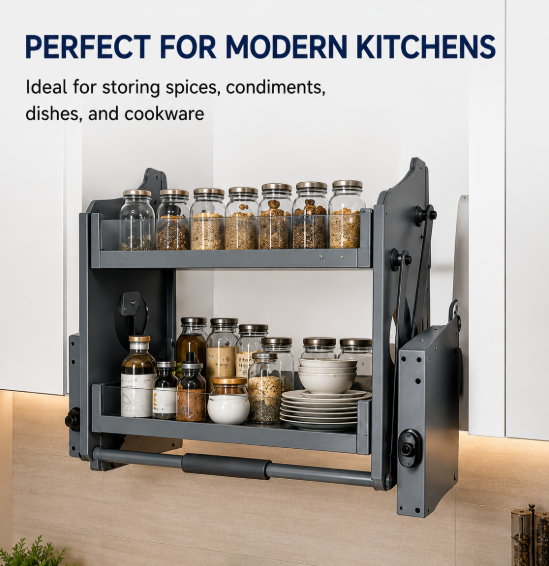 Rack de armazenamento com elevador de gabinete pull-down