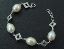 925 Silver Jewelry + Freshwater Pear Bracelet (WSTPA00662)