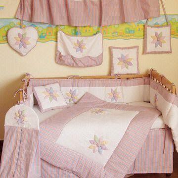 100 Percent Cotton Baby Crib Bedding Set with Applique Design