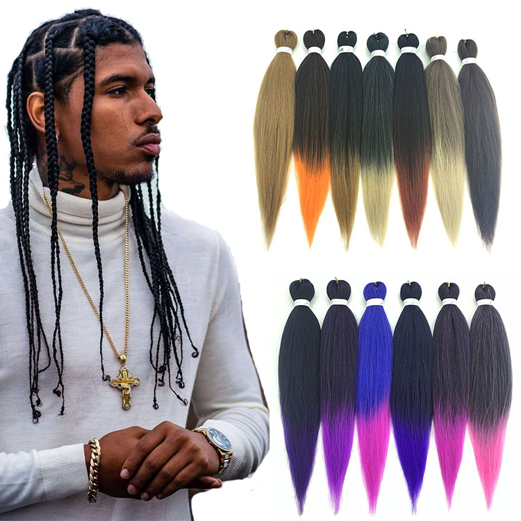 Jumbo Braiding Hair Extensions Yaki Perm Straight Long Solid And Mixed Color 24 Inch 100g Gray Black Synthetic Fiber
