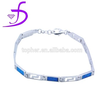 sterling silver 925 bracelet jewelry opal inlay chain perfect jewelry