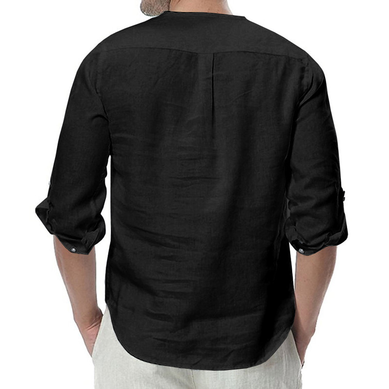 Men's simple fashion matching shirt with casual long sleeve shirt