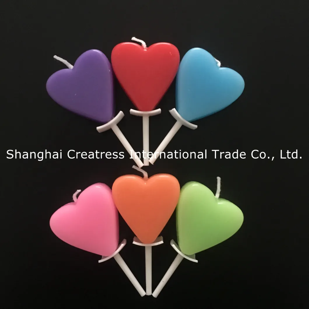 Carefully Selected Materials Paraffin Wax Orange Heart Candle Birthday for Cake