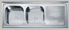 double bowl drain board kitchen sink