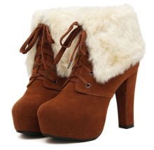 High heels and suede nubuck leather boots