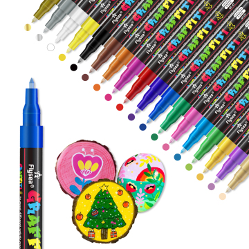 Premium 18 Color Odorless Acrylic Paint Pens for Art Projects & Drawing