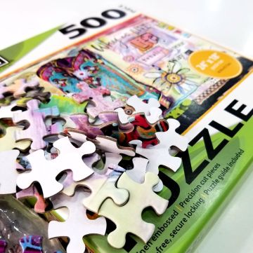 Custom high quality embossed color paper puzzle game