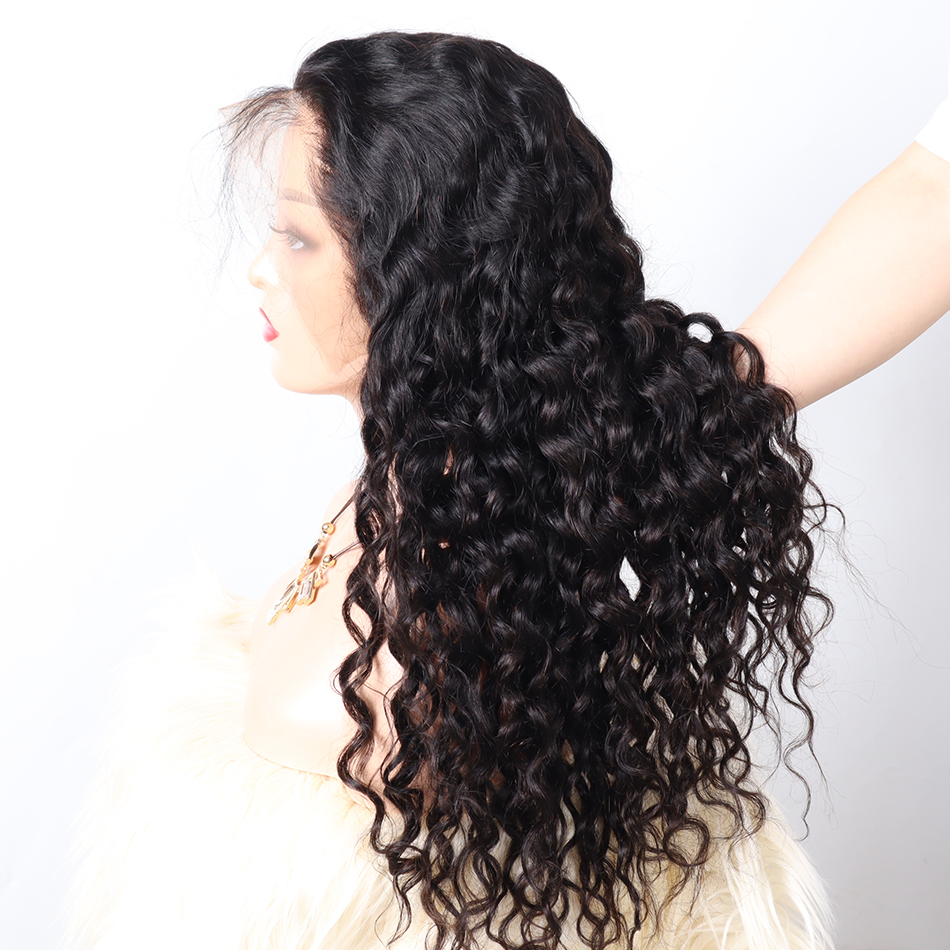 Brazilian Virgin Raw Hair Curly Water Wave 150% 180% 200% Pre Plucked Bleached Knot Hair Wigs Human Hair HD Lace Front Wig