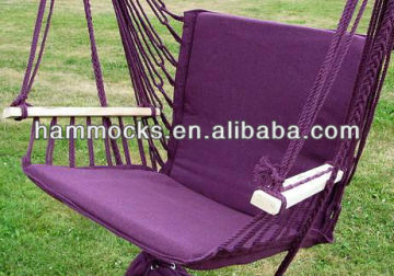 BURGUNDY POLYCOTTON HAMMOCK CHAIR SWING & FOOT REST