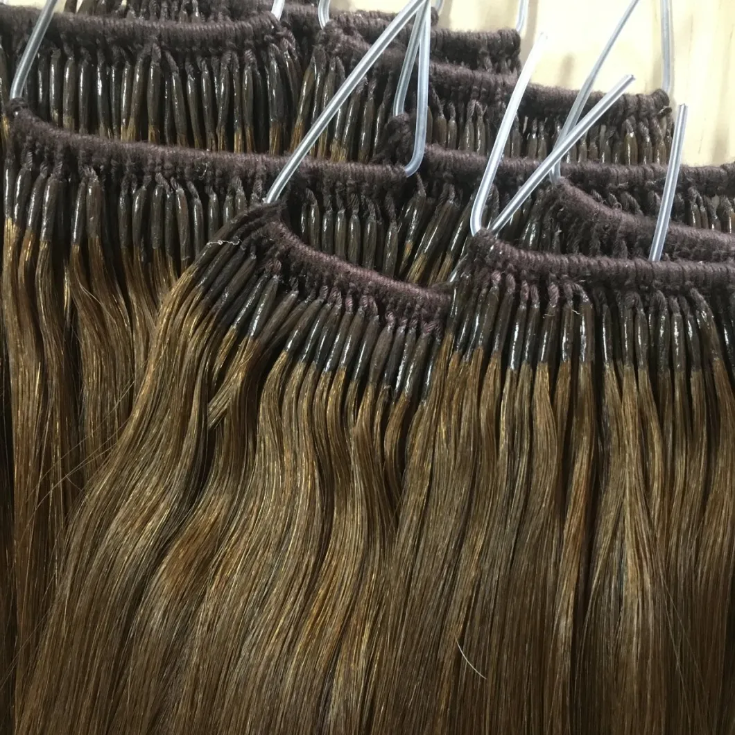 Human Virgin Brazilian Remy Hair Extension Salon Use Thread Hair Extension Dark Brown Color #4 18inch Remy Hair