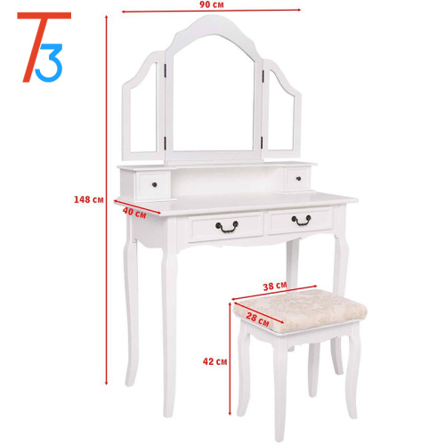 Stylish Triple Mirror Simple Dressing Table