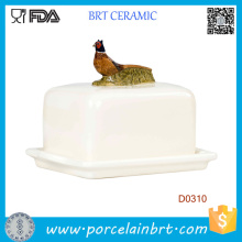 Pheasent on Lid Decorative Kitchenware Ceramic Butter Dish