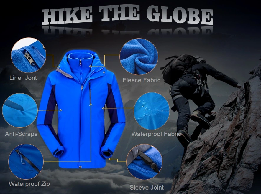 High Quality Custom Logo Waterproof 3 in 1 Hiking Outdoor Trekking Jacket for Men